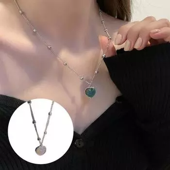 Женское ожерелье, обесцвечивание тепла, цепочка из бисера, элегантный подарок, маленькое сердце любви, искусственный кристалл, ключица серебряный