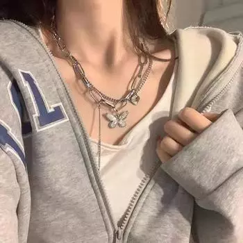 Женское ожерелье, очаровательное платье, антиоксидантное стильное ожерелье с подвеской в форме бабочки, женский подарок серебряный