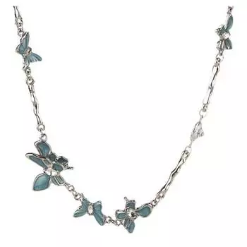 Женское ожерелье, подвеска-бабочка из искусственного лунного камня, регулируемая, легкая, двухслойная, милая и крутая для девочек B