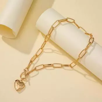 Женское ожерелье, полая цепочка, кулон в форме сердца, полированный чистый цвет, преувеличенное легкое колье, Клубные вечерние украшения на шею золотистый