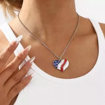 Женское ожерелье, празднование Дня американской гордости, декор со стразами, звездное сердце, шляпа бабочки, подвеска с крылом, соответствующий цвету, патриотический День независимости Plume