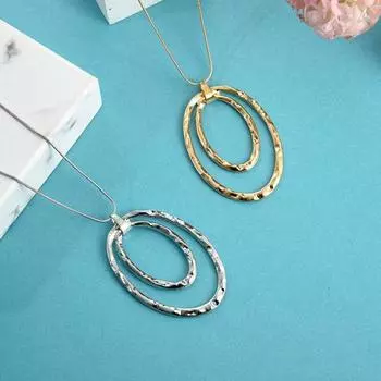 Женское ожерелье, преувеличенный двухслойный обруч, подвеска, свитер, цепь, гальванизированная змеиная кость серебряный