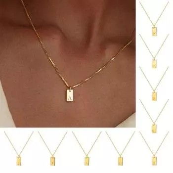 Женское ожерелье, продолговатый кулон с буквой, однотонный, из нержавеющей стали, регулируемая длина, износостойкий, полированный, украшение на шею, ювелирные изделия A