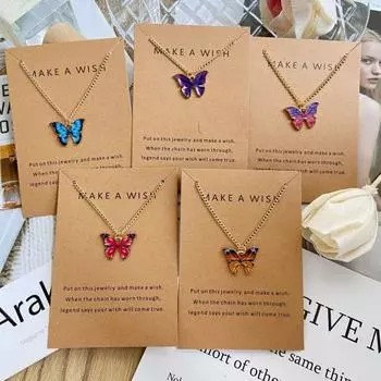 Женское ожерелье, яркая изысканная гладкая кромка, полированная бабочка, цепочка на шею для свиданий 5