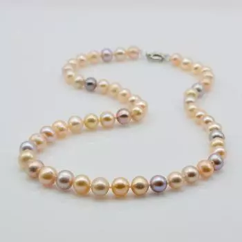 Женское ожерелье радужного цвета, ожерелье из натурального жемчуга, круглое ожерелье с пресноводным жемчугом класса ААА, ожерелье для девочек 42cm