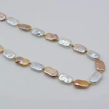 Женское ожерелье, разноцветное дизайнерское ожерелье из натурального пресноводного жемчуга, прямоугольное жемчужное ожерелье в стиле барокко, золотые аксессуары, модное ожерелье 43cm