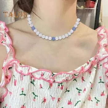 Женское ожерелье, регулируемая удлиненная цепочка со стразами, керамика, глиняные бусины, одинаковый цвет, повседневная одежда, колье, украшения на шею