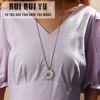 Женское ожерелье RUI RUI YU, популярное длинное ожерелье с подвеской в виде маргаритки, свитер-цепочка серебряный