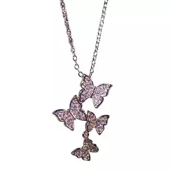 Женское ожерелье с бабочкой и стразами, блестящий кулон на ключицу, цепочка для свадебной вечеринки, ювелирные изделия, подарки серебряный