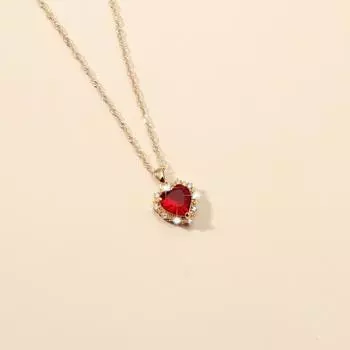 Женское ожерелье с блестящими стразами, роскошная форма сердца, привлекательная женская подвеска для выпускного вечера розовый