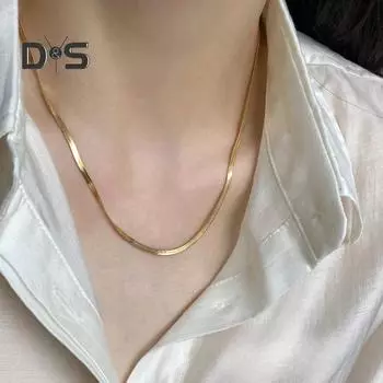 Женское ожерелье с цепочкой из змеиной кости, без кулона, два цвета, доступны для женщин, для свиданий, повседневной носки, банкета, работы, вечеринки, украшения для шеи, праздничный подарок серебряный