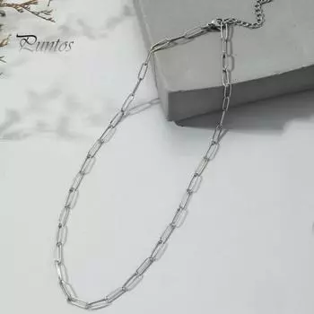 Женское ожерелье с дизайном в виде скрепки, гальванизированное, изысканное, с полированной отделкой, ожерелье с регулируемой длиной серебряный