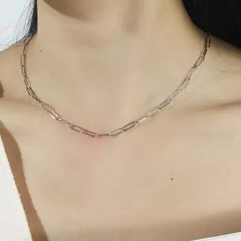 Женское ожерелье с дизайном в виде скрепки, гальванизированное, изысканное, с полированной отделкой, регулируемая длина