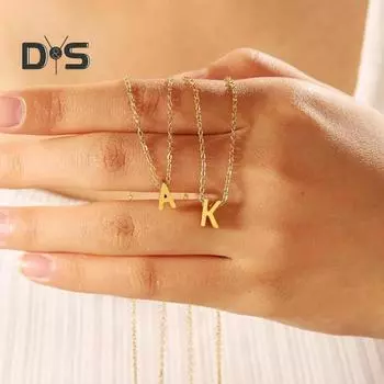Женское ожерелье с двухслойной подвеской в виде буквы, регулируемое с удлиненной полой цепочкой из нержавеющей стали, женское ожерелье на ключицу, ювелирное украшение на шею D