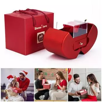 Женское ожерелье с футляром для хранения Сверхлегкое невыцветающее сверкающее ювелирное ожерелье Поздравительная открытка Сохраненная роза Подарок A