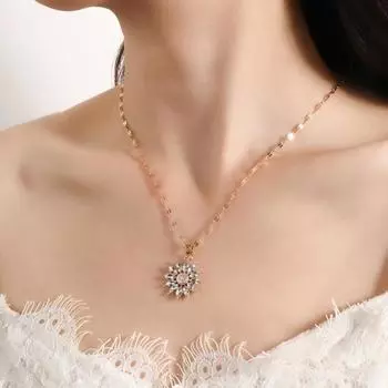 Женское ожерелье с гальваническим покрытием в стиле ретро, блестящая регулируемая удлинительная цепочка с подсолнухом, антикоррозийная женская модная модная цепочка золотистый