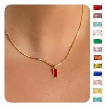 Женское ожерелье с геометрическим кулоном из горного хрусталя, цепочкой из змеиной кости, ретро-сплавом, регулируемой длиной, ожерелье на ключицу, женское украшение на шею One Size 1