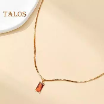 Женское ожерелье с геометрическим кулоном из горного хрусталя, цепочкой из змеиной кости, ретро-сплавом, регулируемой длиной, ожерелье на ключицу, женское украшение на шею One Size 1