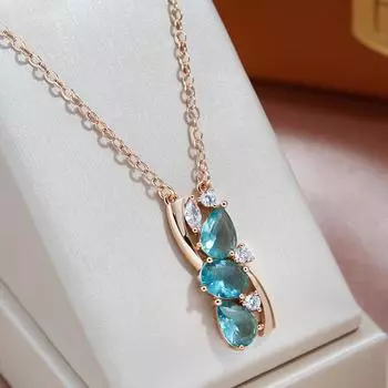 Женское ожерелье с геометрическим синим цирконом, модные винтажные украшения синий