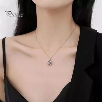 Женское ожерелье с инкрустацией из кубического циркония в форме капли воды, регулируемое по длине ожерелье с пружинной застежкой, ювелирный подарок платиновый