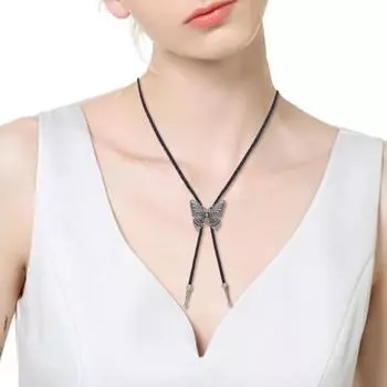 Женское ожерелье с кисточками и бабочкой, симметричное регулируемое плетеное из искусственной кожи ретро в этническом стиле, вечерние клубные ожерелья на ключицу, ювелирные изделия на шею золотистый