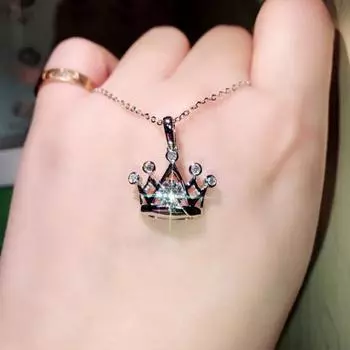 Женское ожерелье с кубическим цирконием в форме короны, полое, гальванизированное, медное, яркого цвета, долговечное, блестящее, украшение на шею для повседневной носки, свадеб белый