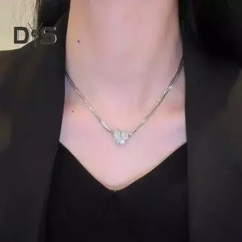 Женское ожерелье с магнитным кулоном «Разбитое сердце» со стразами, трехслойная цепочка в виде змеиной кости, выпускной бал, ожерелье на ключицу, свадебные украшения серебряный