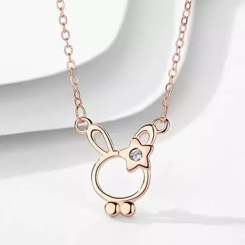 Женское ожерелье с маленьким кроликом из стерлингового серебра S925, индивидуальный дизайн, модное, темпераментное, легкое, роскошное ожерелье розового золота