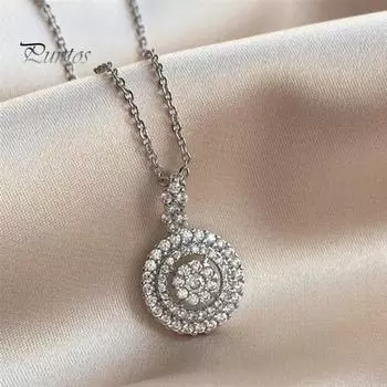 Женское ожерелье с многослойной круглой подвеской из кубического циркония, украшение на шею, повседневная одежда, подарок, легкое женское ожерелье на ключицу A