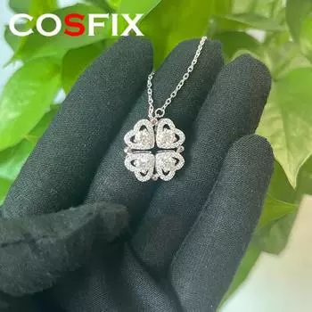 Женское ожерелье с муассанитом, ожерелье с круглой огранкой 0,3 карата для женщин, серебряное ожерелье с разноцветным муассанитом, новинка 2023 года