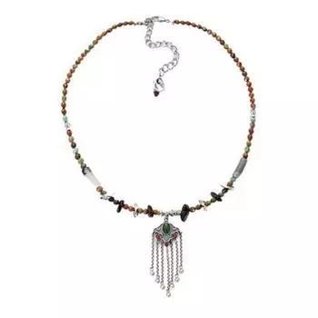 Женское ожерелье с нерегулярной кисточкой из искусственного нефрита, кулон с безопасным замком, Vinatge, этнический стиль, регулируемый расширенный разноцветный