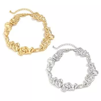 Женское ожерелье с нерегулярным гальваническим покрытием, сплошной цвет, в стиле панк, украшение из нержавеющей стали на шею, ювелирные изделия, вечерние ключицы золотистый