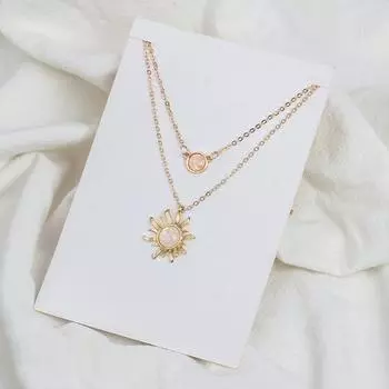 Женское ожерелье с подвеской, двухслойное ювелирное изделие с подсолнечником, изысканное яркое блестящее ожерелье, ювелирные изделия, подарки золотистый