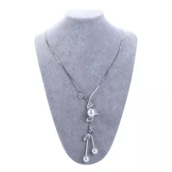 Женское ожерелье с подвеской из хрустальных цветов и жемчуга, длинная цепочка для свитера A