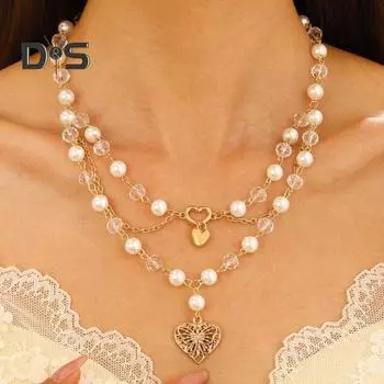 Женское ожерелье с подвеской из искусственного жемчуга, геометрическая полая цепочка с бантом и кисточкой, регулируемая ретро-королевский стиль, ювелирные изделия для выпускного вечера, коктейля, шеи A