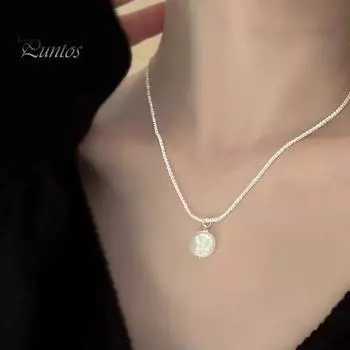 Женское ожерелье с подвеской из искусственного жемчуга, регулируемая длина, легкое изысканное дизайнерское ожерелье, ювелирный подарок серебряный