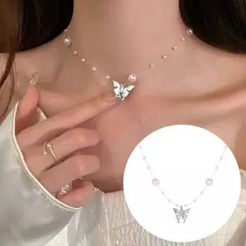 Женское ожерелье с подвеской из искусственной бабочки B