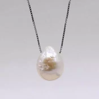 Женское ожерелье с подвеской из натурального пресноводного жемчуга, серебряное ожерелье 11-12 мм, белое барочное ожерелье с подвеской в виде капли воды для девочек 11-12mm