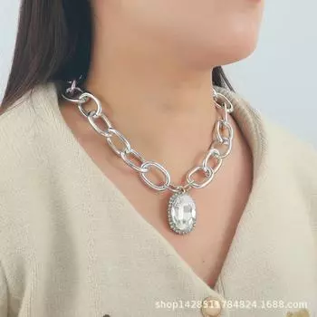 «Женское ожерелье с подвеской из разноцветных драгоценных камней и стильной цепочкой, европейский и американский дизайн» золотой