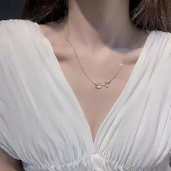 Женское ожерелье с подвеской из сплава, ювелирное декоративное ожерелье с тюльпаном, модные хрустальные креативные серебристые аксессуары со стразами