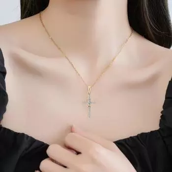 Женское ожерелье с подвеской-крестом с цифрой восемью, регулируемая длина, полированный сплав, подарок на день рождения розового золота