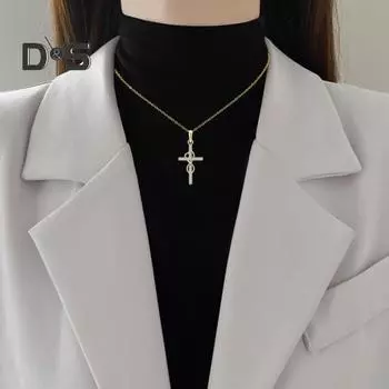 Женское ожерелье с подвеской-крестом в виде цифры восемь, регулируемая длина, полированный сплав, подарок на день рождения для девочек, украшение на шею для повседневных вечеринок розового золота