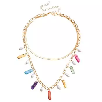 Женское ожерелье с подвеской Натуральный Геометрический Имитация Жемчуга Ювелирные Изделия Цвет Универсальный Ракушка Ключичная Цепочка золотой