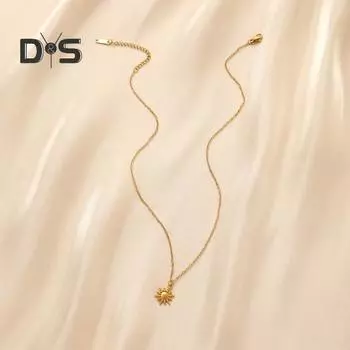 Женское ожерелье с подвеской от солнца из нержавеющей стали, регулируемая удлиненная цепочка, подвесное ожерелье, ювелирные аксессуары золотистый