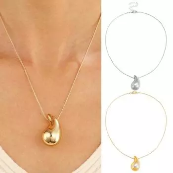 Женское ожерелье с подвеской в виде капли воды, глянцевое ожерелье в стиле панк, цепочка, ожерелье, ювелирное изделие, подарок, модный аксессуар золотистый