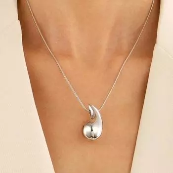 Женское ожерелье с подвеской в виде капли воды, глянцевое ожерелье в стиле панк, цепочка, ожерелье, ювелирное изделие, подарок, модный аксессуар серебряный