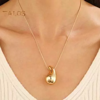 Женское ожерелье с подвеской в виде капли воды, глянцевое ожерелье в стиле панк, цепочка, ожерелье, ювелирное изделие, подарок, модный аксессуар золотистый