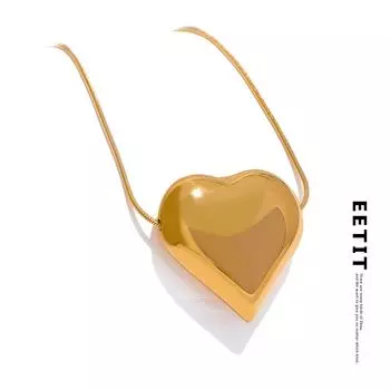 Женское ожерелье с подвеской в виде сердца Eetit из нержавеющей стали 316l, металлическая текстура, романтическое ювелирное изделие золотого цвета, подарок на годовщину золотой