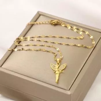 Женское ожерелье с подвеской в виде цветочной феи, декором из стразов, регулируемой цепочкой, стильное ожерелье из сплава для девочек