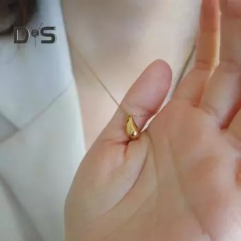 Женское ожерелье с подвеской в виде капли воды, полированная титановая сталь, чистый цвет, цепочка на шею, ежедневное ожерелье на ключицу, женское украшение на шею золотистый